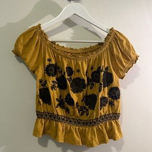 American Eagle Embroidered Crop Top - Size Small